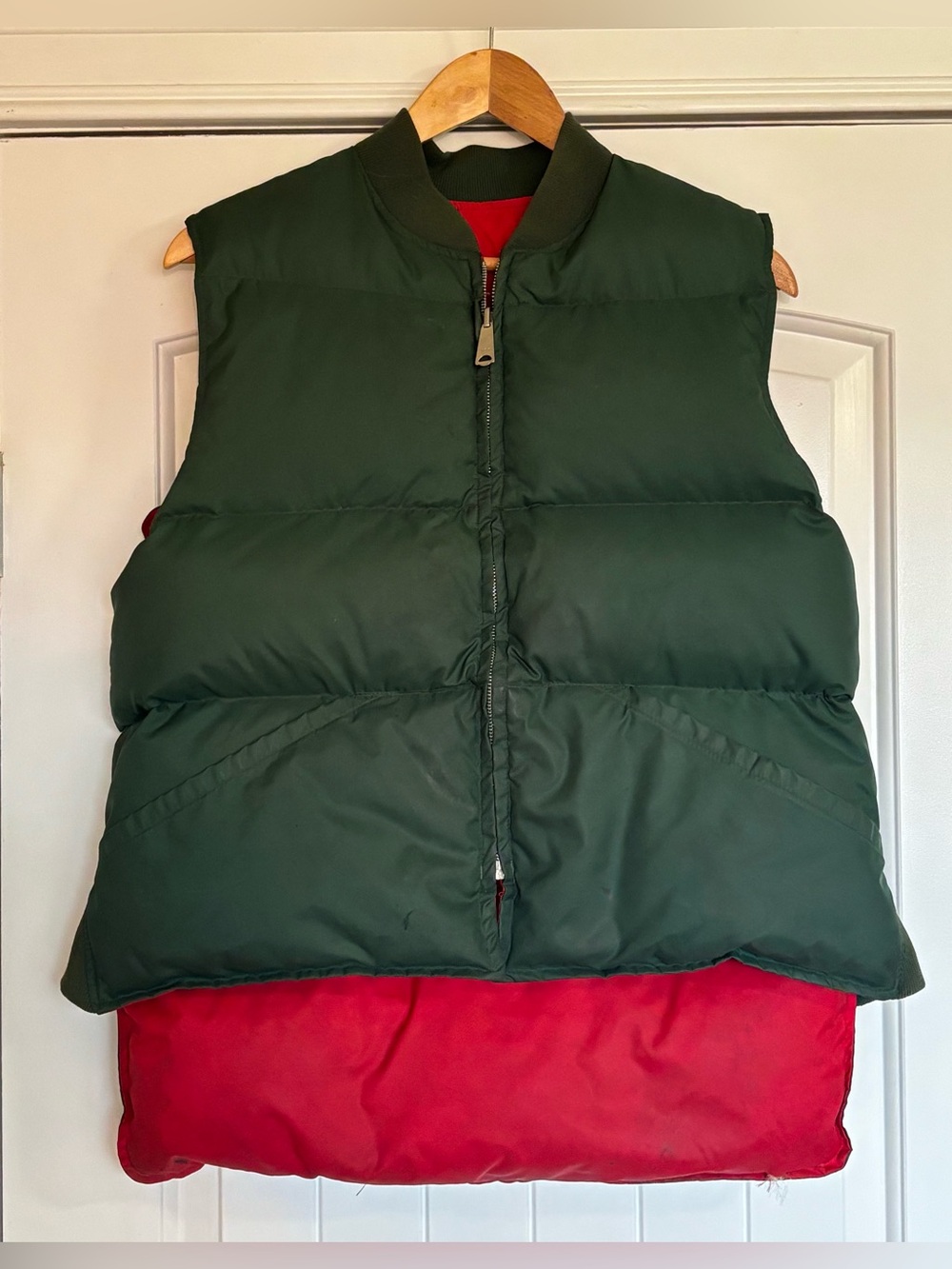 Reversible Puffer Vest VINTAGE in Forest Green & Red Sz M